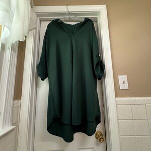 Dark Green Mid Sleeve Shirt Dress Tunic Size 2XL
